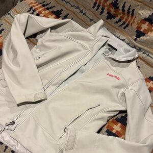 Patagonia Cream Softshell Jacket with Pink Logo